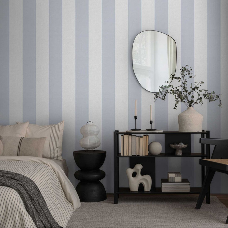Streifentapete Flieder Hellgrau – Vliestapete mit zarter Textilstruktur modern - WA458896