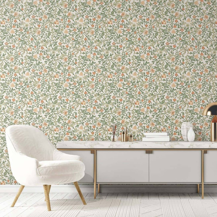 Vliestapete Blumen, Blattmotiv Floral Natur in Weiss - WA473179