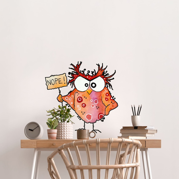 Wandtattoo Lustige Eule mit Nope Schild - Hagenmeyer - WA518385