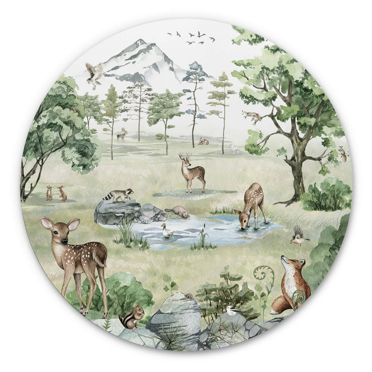 Alu-Dibond Kikki Belle - Wald der Rehe - Rund - WA352087
