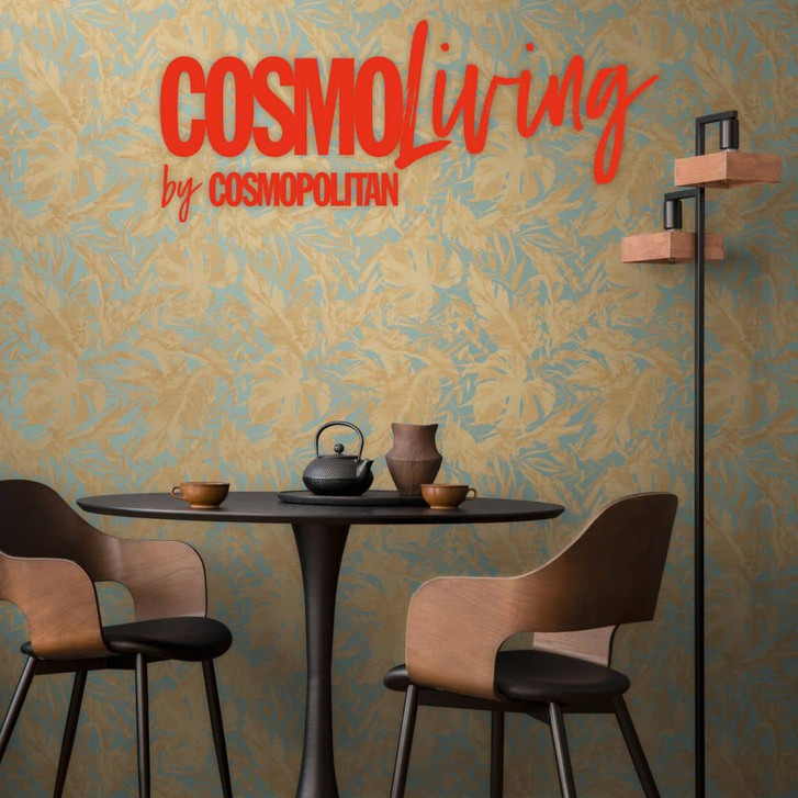 COSMOPOLITAN Tapete Dschungeloptik Blau Gold - natürliche Botanic Vliestapete - WA480220