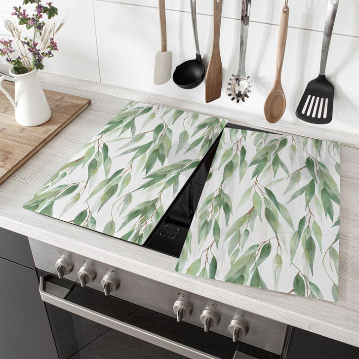 Herdabdeckplatte Zweige mit grünen Blättern - UN Designs - WA425919