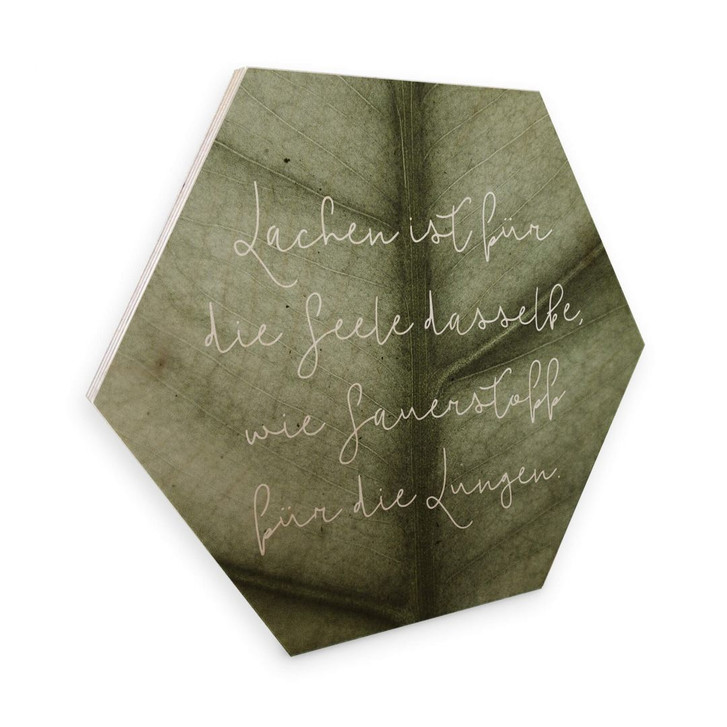 Hexagon - Holz Birke-Furnier - Lachen ist für die Seele - WA253315