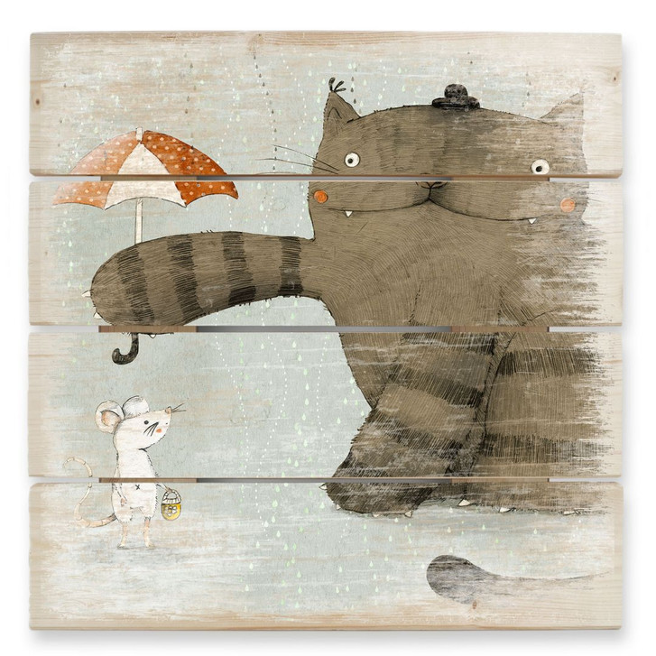 Holzbild Loske - Regenschirm - 40 x 41.5 cm - WA132275