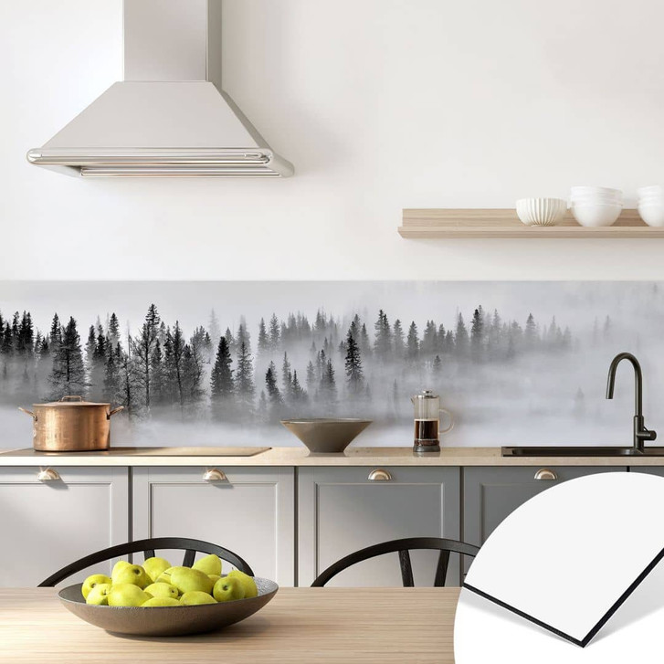 Küchenrückwand Nebelwald in Schwarz-Weiss - Xu - WA402314