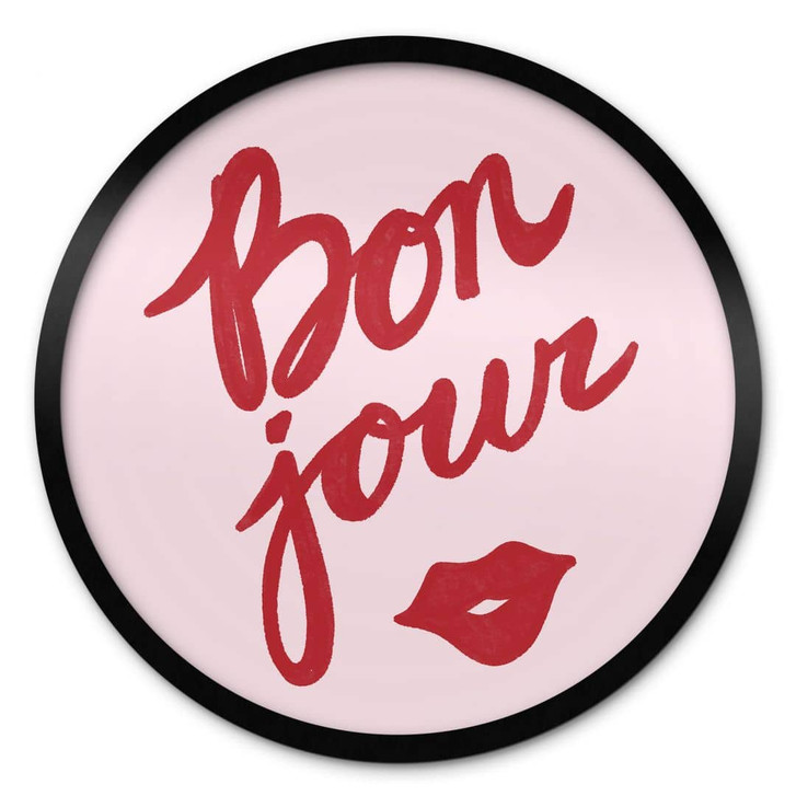 Poster Bonjour mit Kussmund - Fritsch - Rund - WA406554