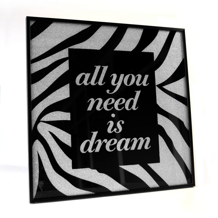 Wandbild All you need is dream - Silber Glitzer - WA242371