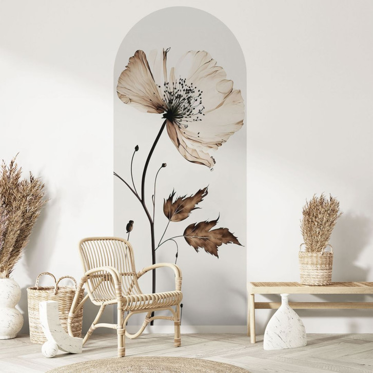 Wandtattoo Rundbogen Wandpaneel Trockenblüte in creme - Treechild - schmal - WA500890