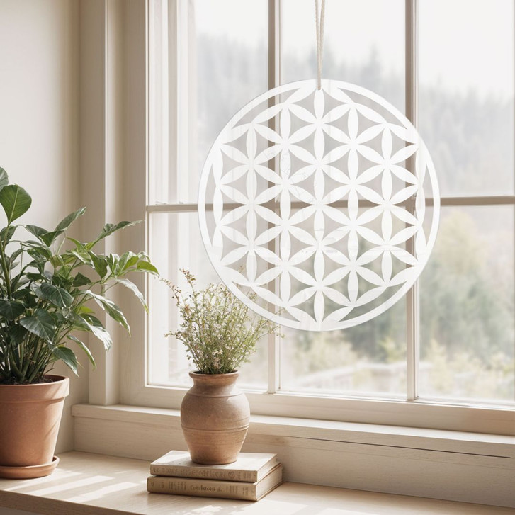 Acrylglasbild, Fensterbild zum Aufhängen Blume des Lebens - Rund - WA415640