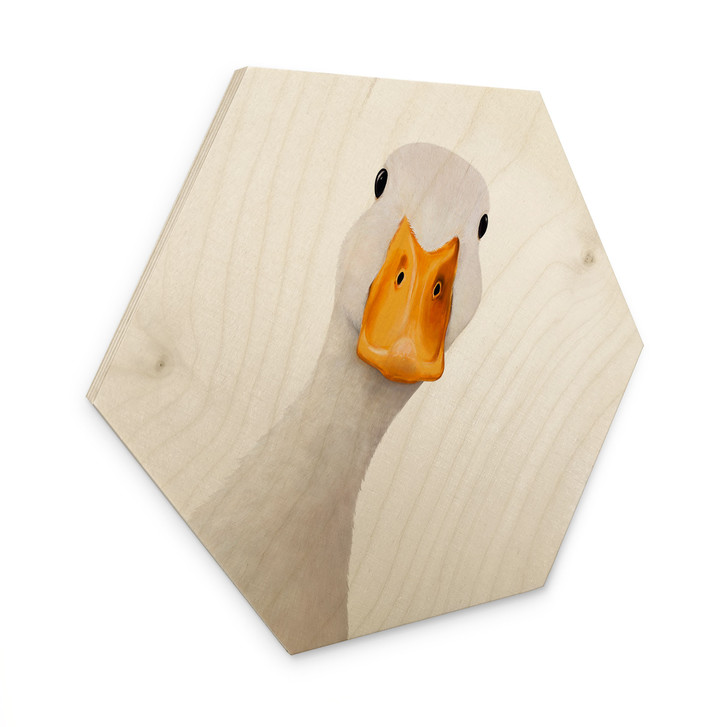 Hexagon Holzbild Neugierige Gans - Korenkova - WA519073