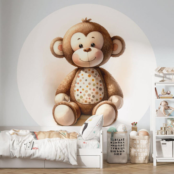 Kinderzimmer Fototapete - Kleiner Affe - Magnusson - Rund - Selbstklebend/Vlies - WA468089