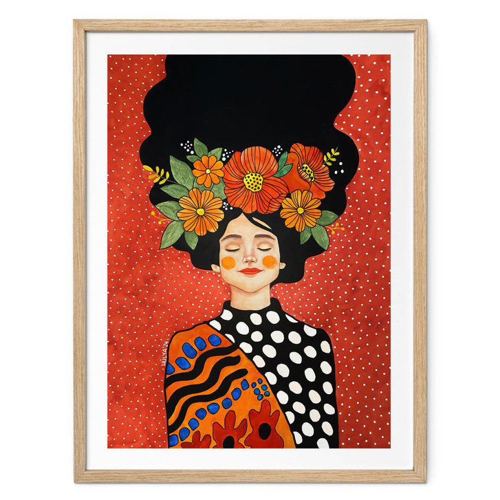 Poster Lächelnde Frau mit orangen Blumen - Hülya - WA498597