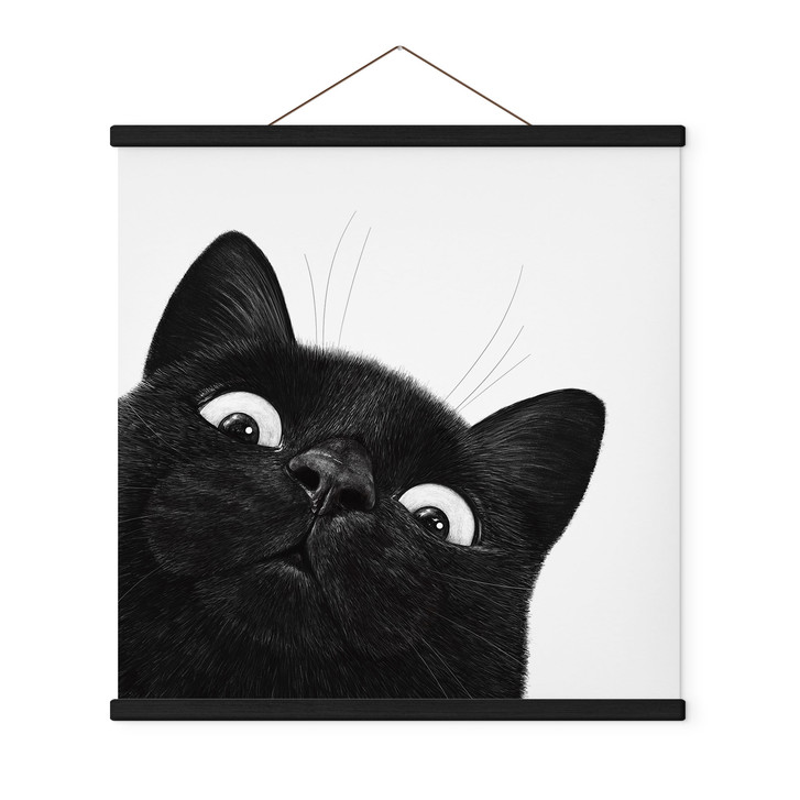 Stoffbild Lustige schwarze Katze - Korenkova - Quadratisch - WA517693