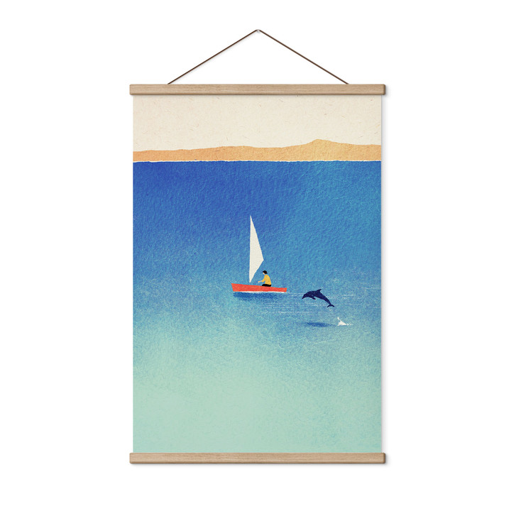 Stoffbild Segeln mit Delfin im Meer - Rivers - WA513286