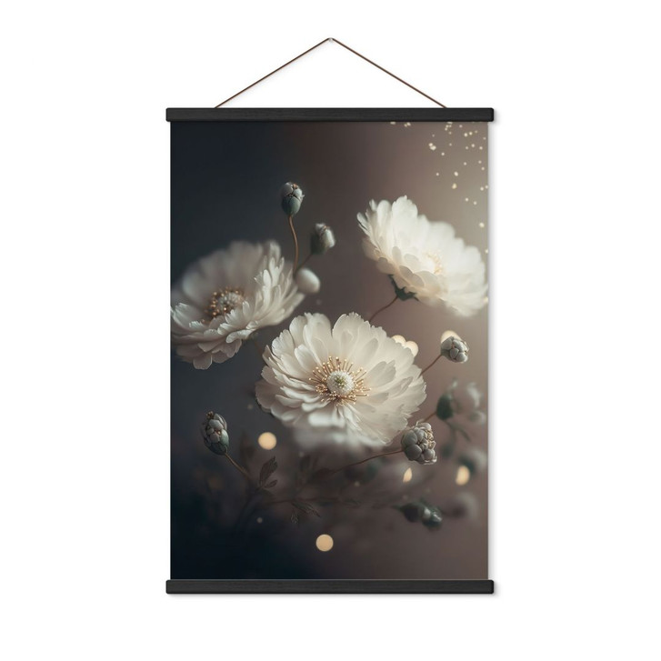 Stoffbild Weisse Blumen mit Goldstaub - Treechild - WA500489