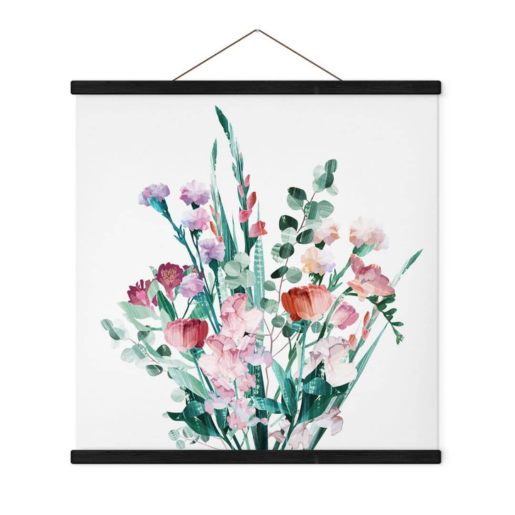 Stoffbild Wildblumen Bouquet im Frühling - Goed Blauw - Quadratisch - WA484032