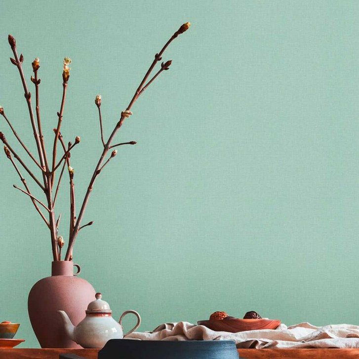 Unitapete Grün - Strukturtapete Designer - Vliestapete Schlafzimmer - WA395818