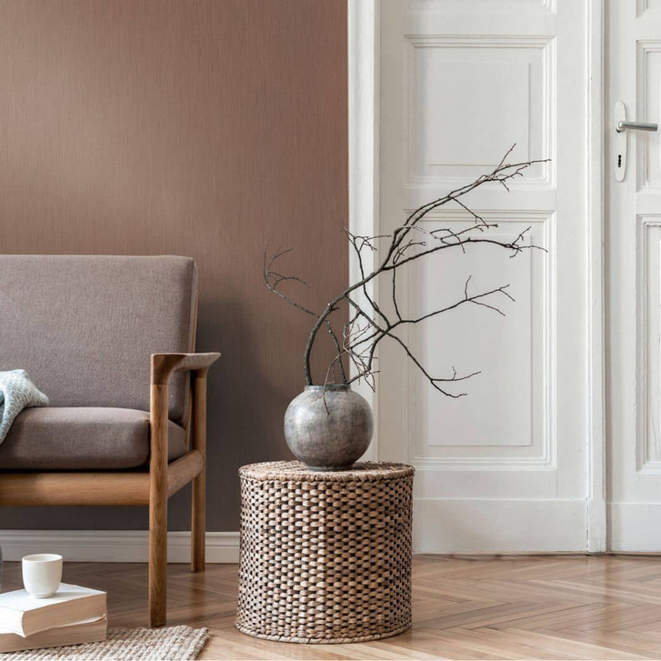 Unitapete Leinenstruktur Braun Beige – Vliestapete strukturiert matt naturfarben - WA465479