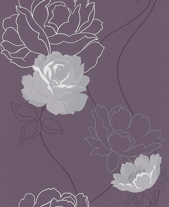 Vliestapete Blumen Floral Romantisch, Klassisch in Lila - WA483173