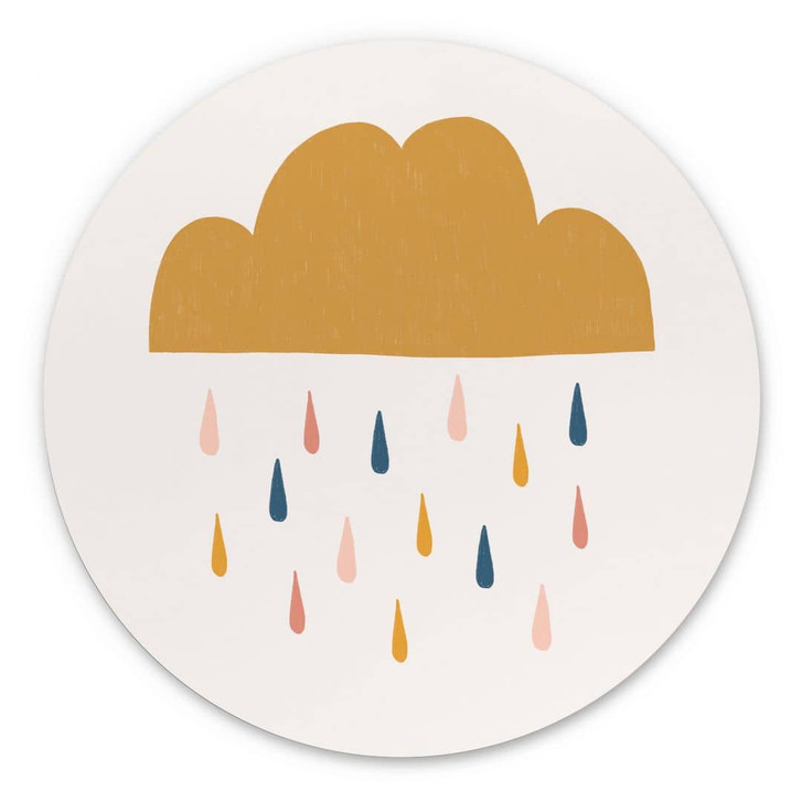 Wandbild Fröhlicher Regen in Pastelltönen - Lisboa - Alu-Dibond - Rund - WA431415