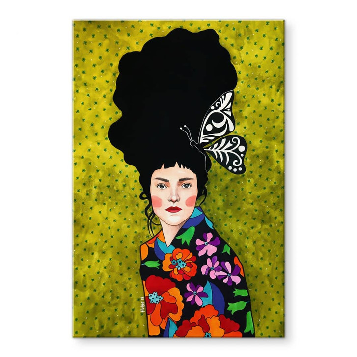 Acrylglasbild Frau mit Schmetterling im Haar - Hülya - WA490953