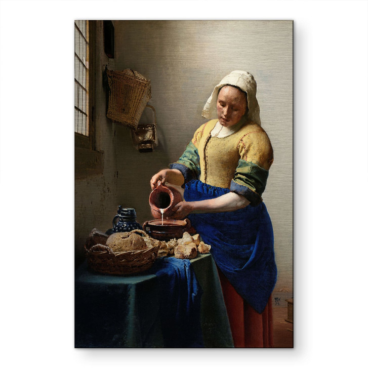 Alu-Dibond gebürstet mit Silbereffekt - Das Mädchen mit dem Milchkrug - Vermeer - WA515505