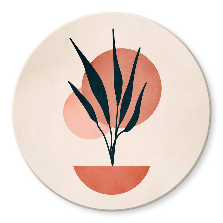 Glasbild Abstrakte Pflanze - Kubistika - Kopenhagen - Rund - WA353894