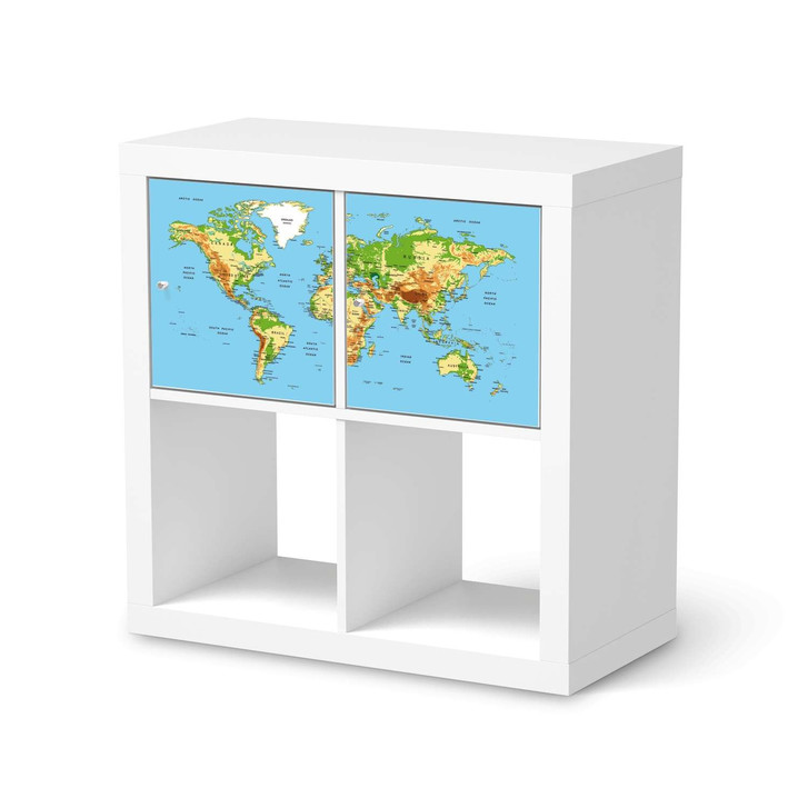 Möbel Klebefolie IKEA Expedit Regal 2 Türen (quer) - Geografische Weltkarte - CR113437