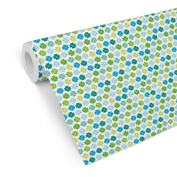 Mustertapete byGraziela - Kleeblatt blau-grün - WA236931