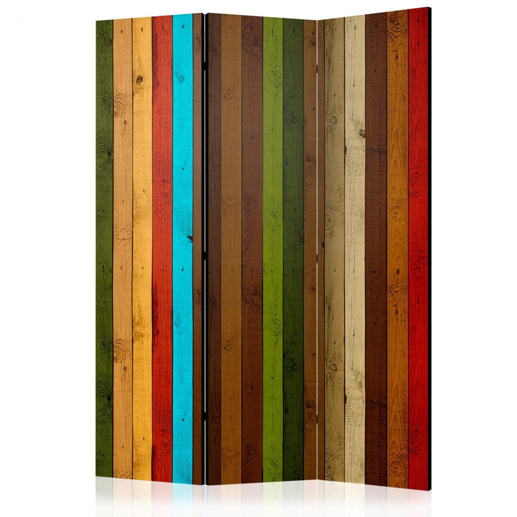 Paravent, Raumteiler freistehend, Trennwand - Hölzerner Regenbogen - WA453094