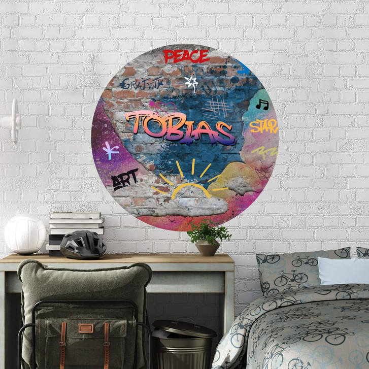 Personalisiertes Wandtattoo Graffiti mit Wunschtext - Rund - WA412458