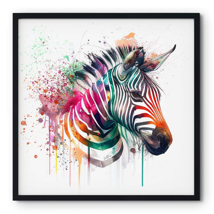Poster Heine - Regenbogen Zebra - Quadratisch - WA407656