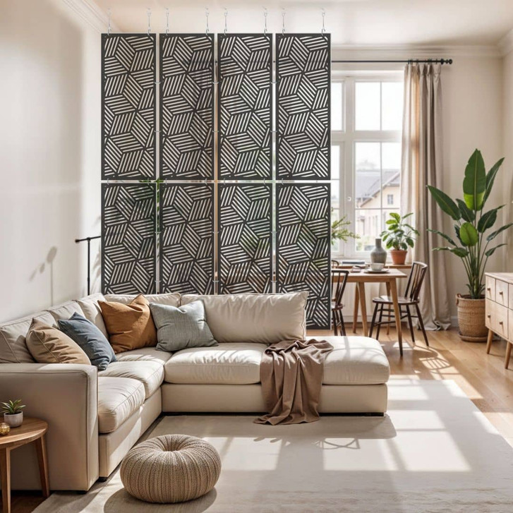 Raumteiler, Paravent, Sichtschutz hängend Geometrisches Muster - Rauten erweiterbar - WA449378