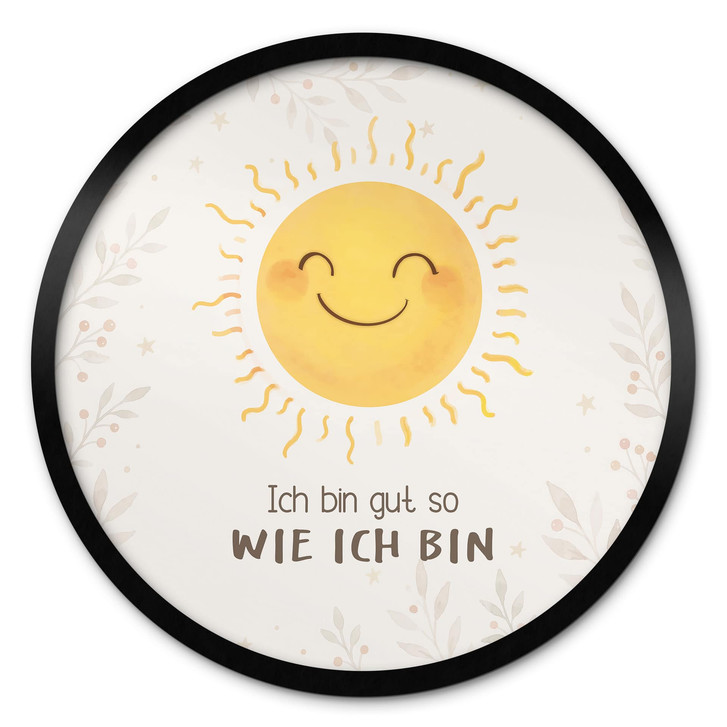 Rundes Affirmationsposter mit Sonne - 