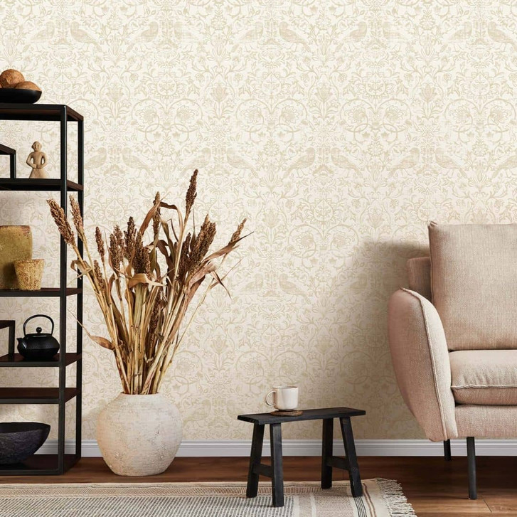 Vliestapete Vögel, Blumen Floral Natur in Grau - WA473178