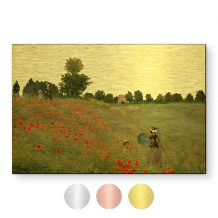 Alu-Dibond gebürstet mit Goldeffekt - Mohnfeld bei Argenteuil - Monet - WA519049