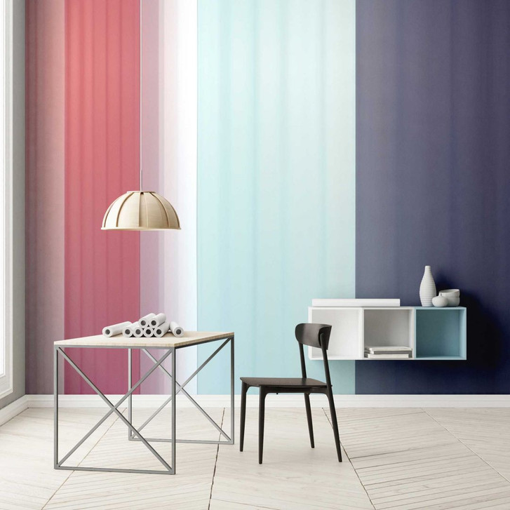 Farbverlauf-Fototapete in Rosa, Hellblau, Dunkelgrau - Vliestapete - WA386055
