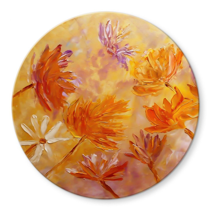 Glasbild Goldener Blütenrausch - Pomata - Rund - WA435513