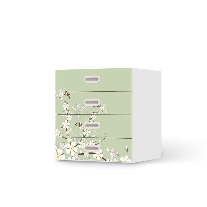 Klebefolie IKEA Stuva / Fritids Kommode - 4 Schubladen - White Blossoms - CR112067