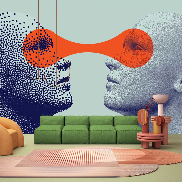 Fototapete Konzeptkunst mit Gesichtern in Punktmuster - Vliestapete - WA386065