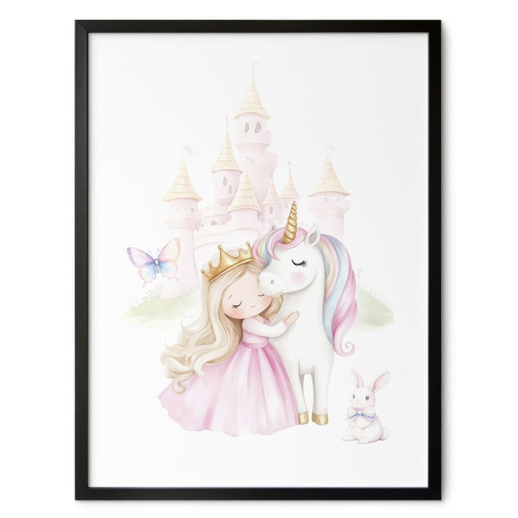 Poster für Kinder - Prinzessin und Einhorn im Märchen - WA499125