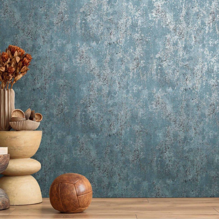 Vliestapete in Beton-Optik Blau Grau – Putzstruktur Tapete matt - WA465642