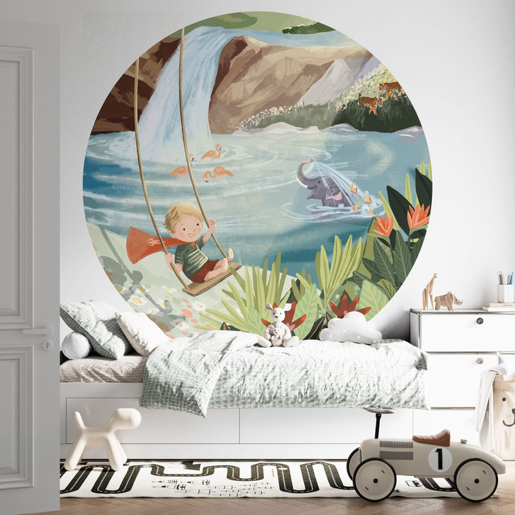 Fototapete Schaukeln in der Natur-Oase - Goed Blauw - Rund - selbstklebend/Vlies - WA482122