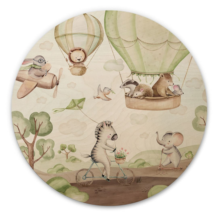 Holzbild Ballonfahrt der Tierfreunde - Kvilis - Rund - WA495492