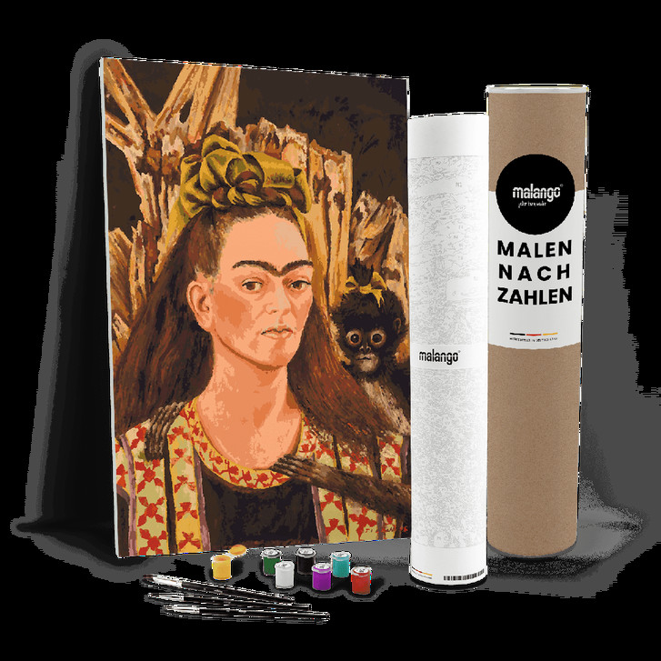Malen nach Zahlen Leinwandbild - Kahlo - Selbstbildnis mit offenem Haar - WA447950