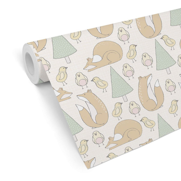 Mustertapete Fuchs und Vogel - WA246226