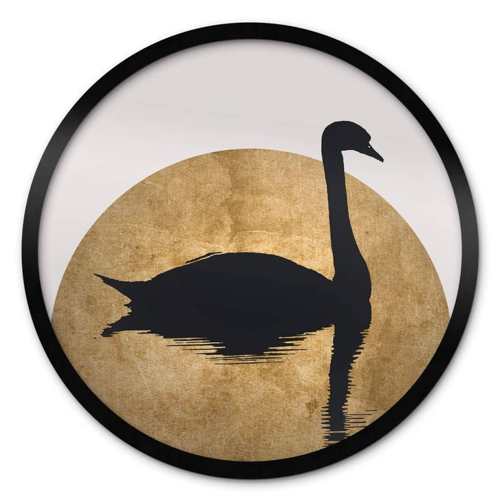 Poster Kubistika - Schwanensee im Vollmond - Rund - WA328906