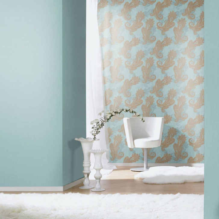 Rasch Vliestapete, Mustertapete Indian Style hellblau - WA410134