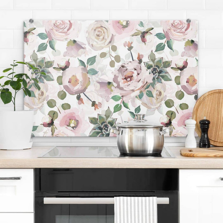 Spritzschutz UN Designs - Blumen im Gemälde Stil - WA323837