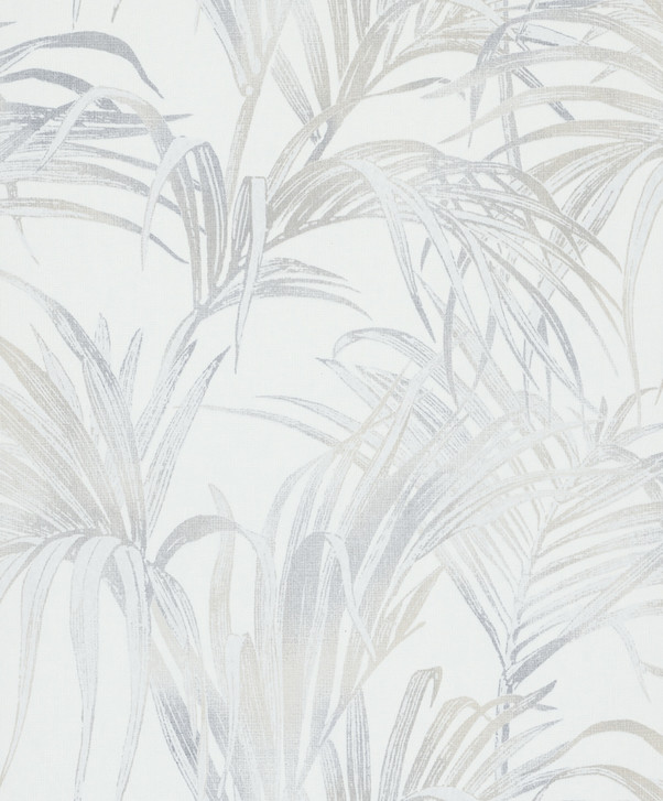 Vliestapete mit Blattmotiv auf Strukturbasis weiss, beige Floral - WA446383